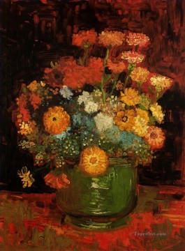 Jarrón con Zinnias Vincent van Gogh Impresionismo Flores Pinturas al óleo